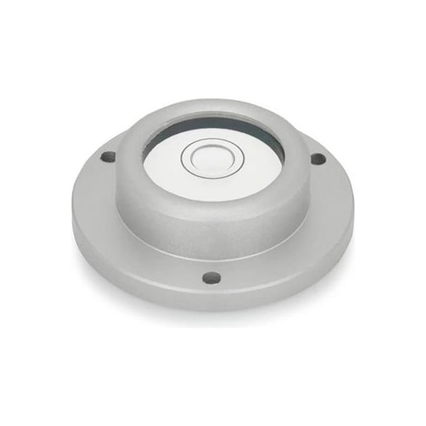 J.W. Winco GN2277 Bull's Eye Levels, Aluminum, Surface Mount, 0.67" Hub Dia, 0.98" Base Dia, Silver 2277-ALN-25-K-30-A - main